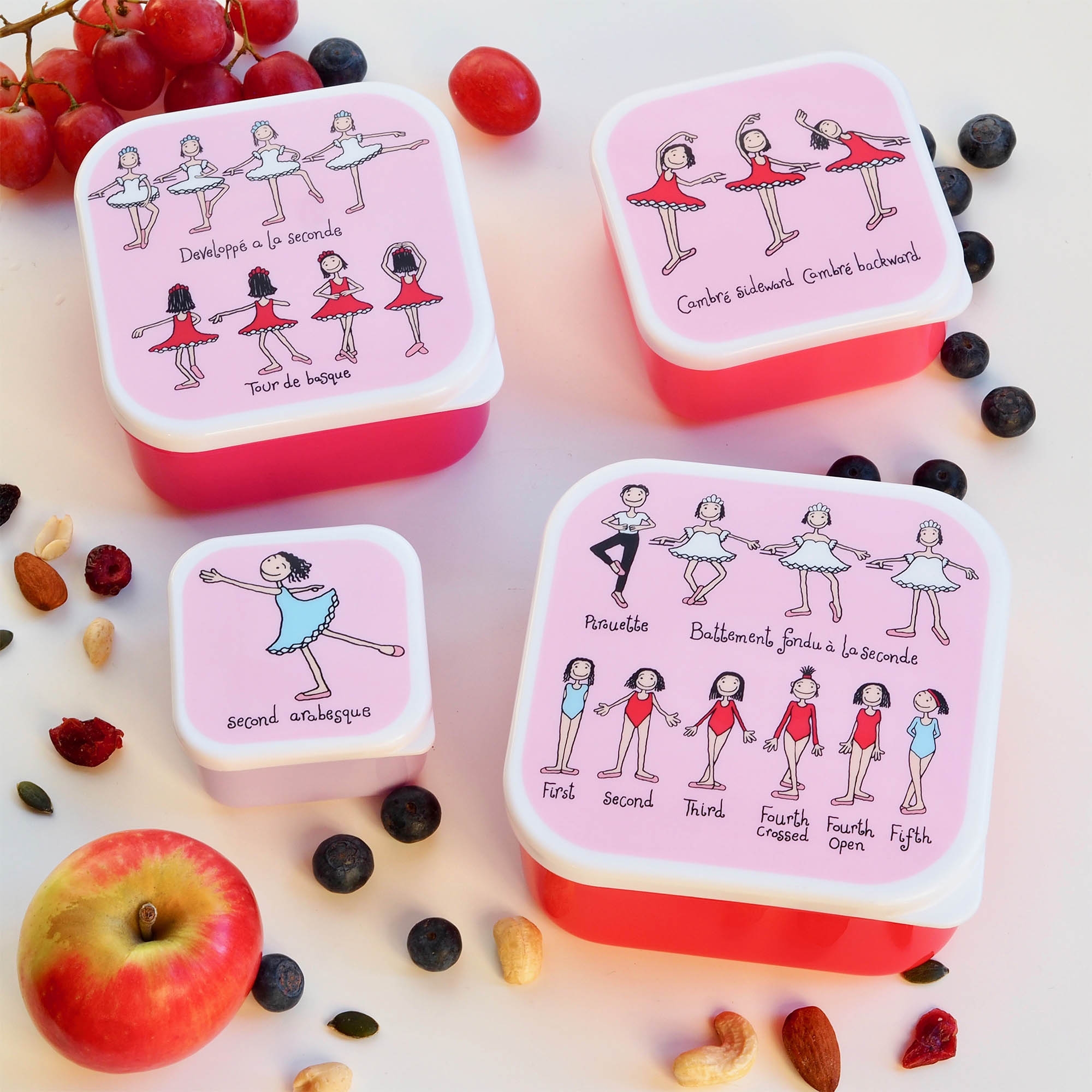 Set of 4 Ballet Snack Boxes for Kids