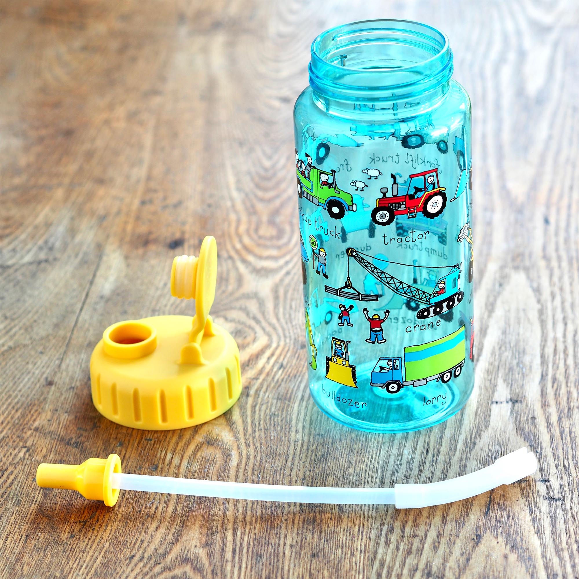 Kids Trucks Drinking Bottle with straw
