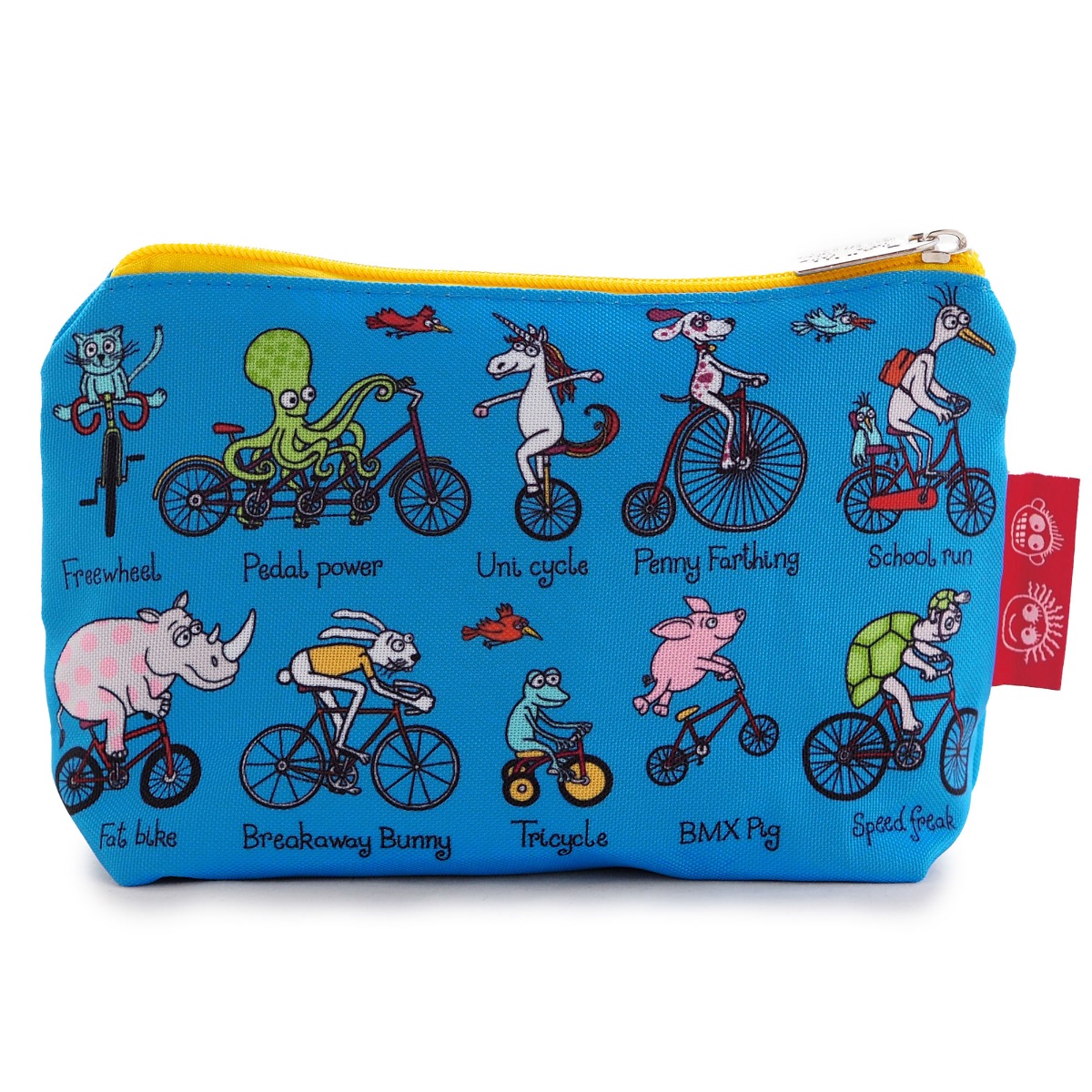 Animals on Bikes Wash Bag- Recycled!