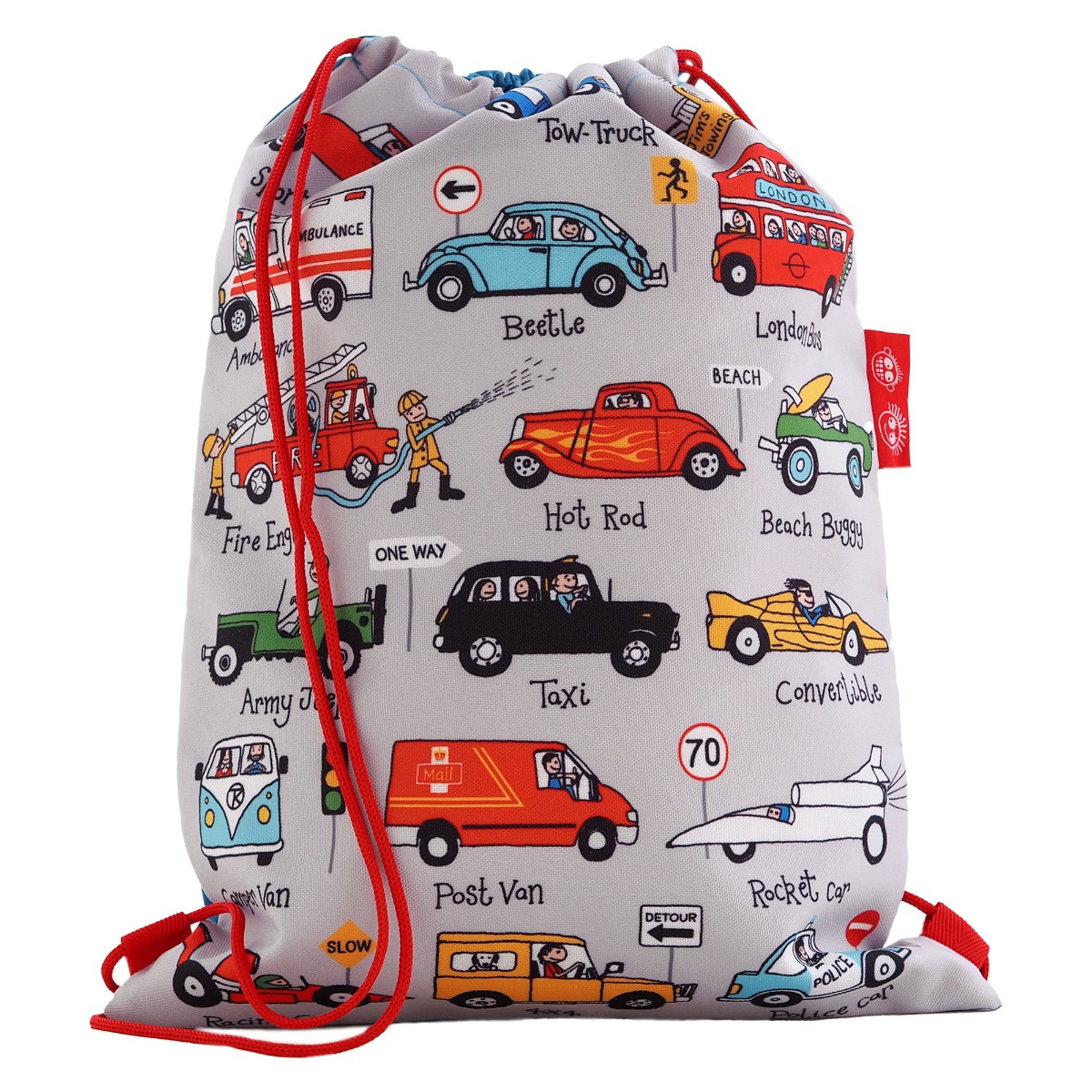Kids Cars Waterproof Drawstring Bag