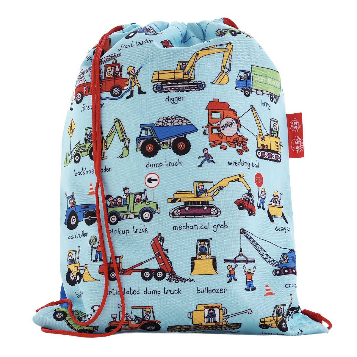 Kids Trucks Waterproof Drawstring Bag - Recycled!