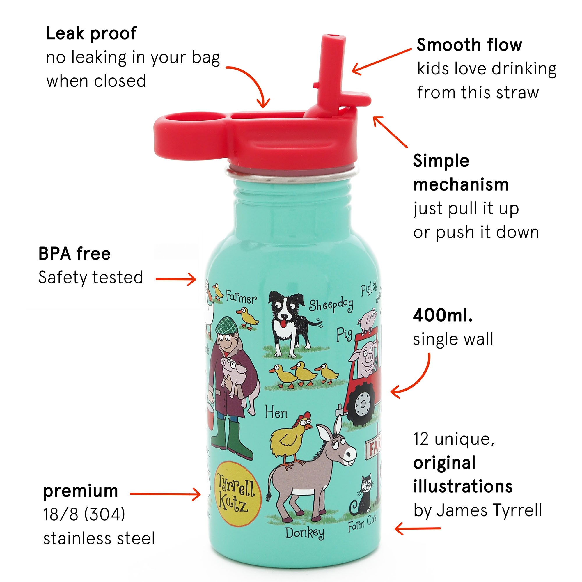 Farm Stainless Steel Drinking Bottle