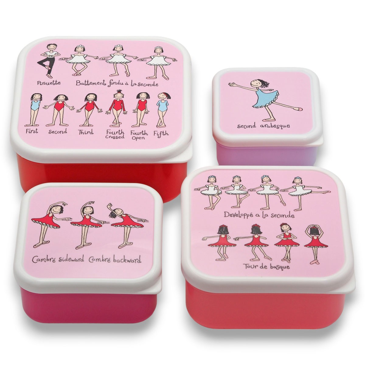 Set of 4 Ballet Snack Boxes for Kids
